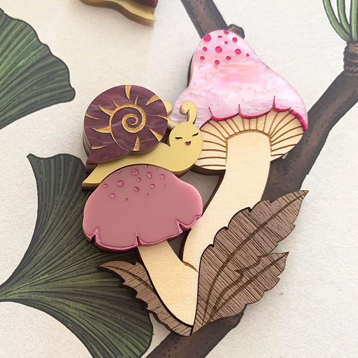 BEATRICE TOADSTOOL ACRYLIC BROOCH
