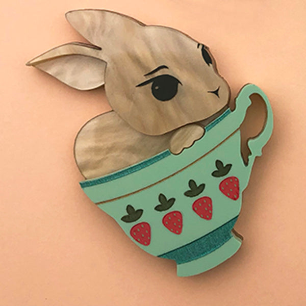 **SECONDS** BUNNY CUP BETTY MINT ACRYLIC BROOCH