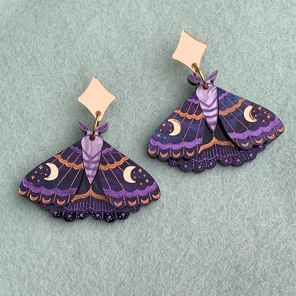 **SECONDS** CELESTIAL WITCH MOTH ACRYLIC EARRINGS