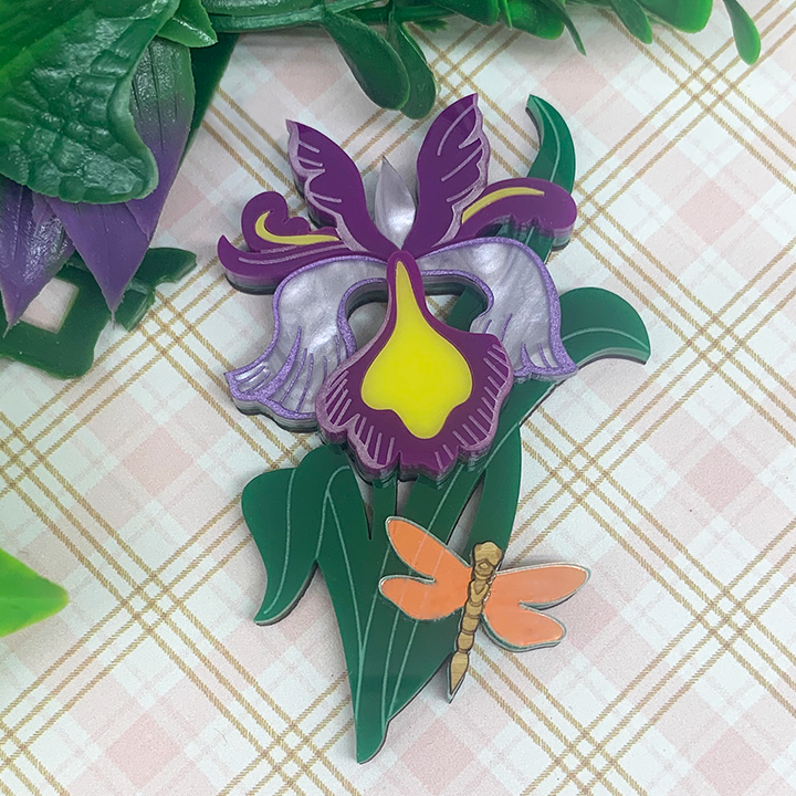 EVENING IRIS ACRYLIC BROOCH