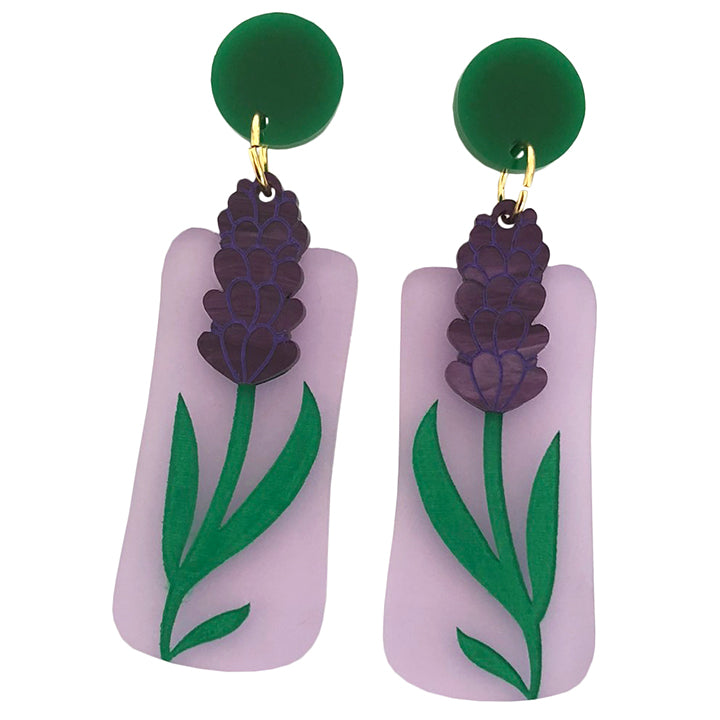 **SECONDS** LAVISH LAVENDER ACRYLIC EARRINGS