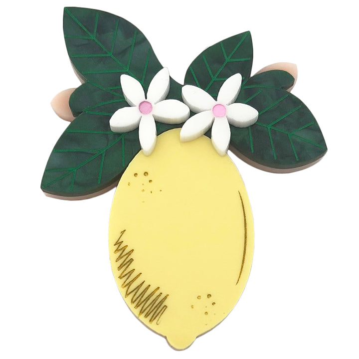 **SECONDS** LEMON BLOSSOM ACRYLIC BROOCH