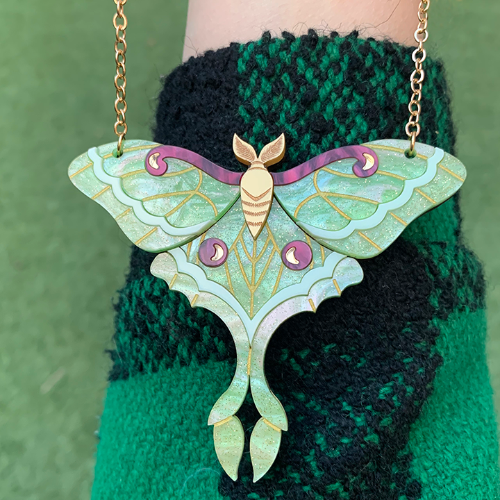 **SECONDS** LUNAR MOON MOTH ACRYLIC NECKLACE