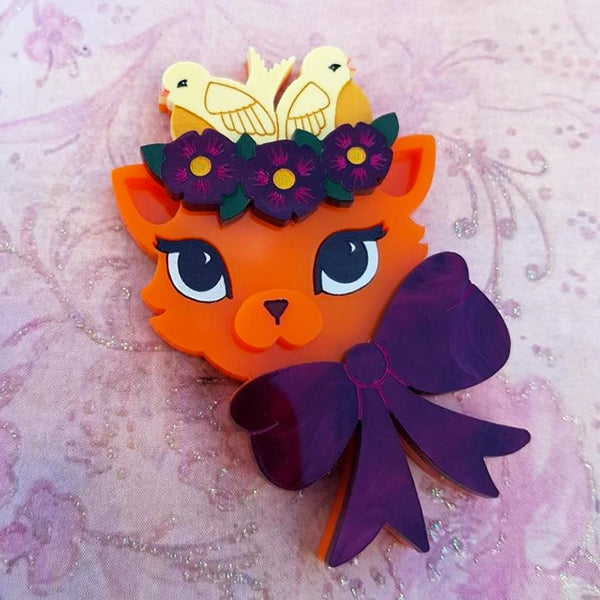**SECONDS** FANCY NANCY CAT ACRYLIC BROOCH