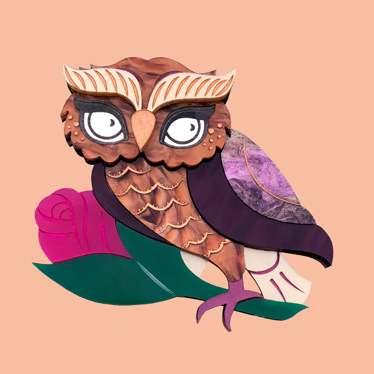**SECONDS!** NORA NIGHT OWL ACRYLIC BROOCH