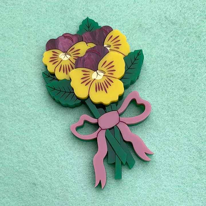 PANSY BOUQUET ACRYLIC BROOCH