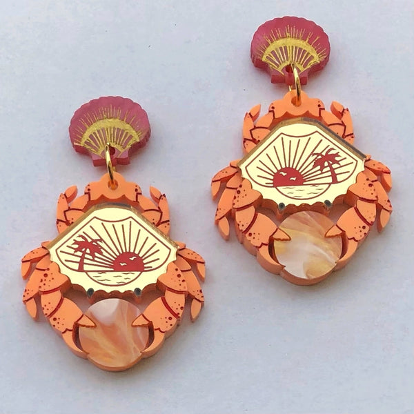 **SECONDS** RUBY SUN CRAB ACRYLIC EARRINGS