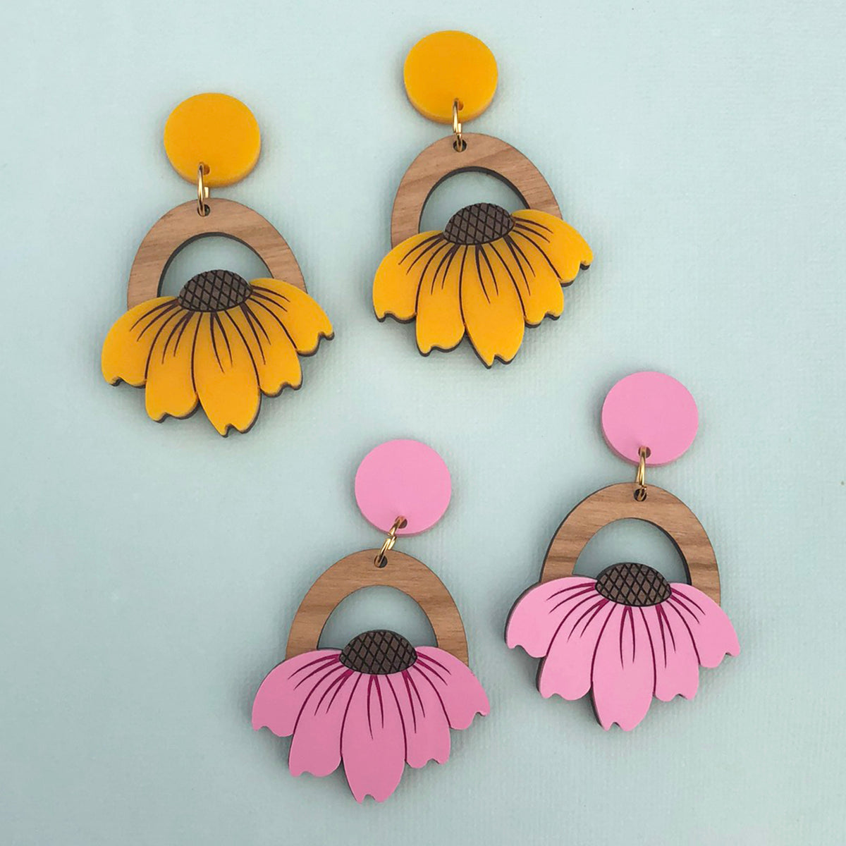 **SECONDS** SUNNY SIDE LIGHT PINK ACRYLIC EARRINGS