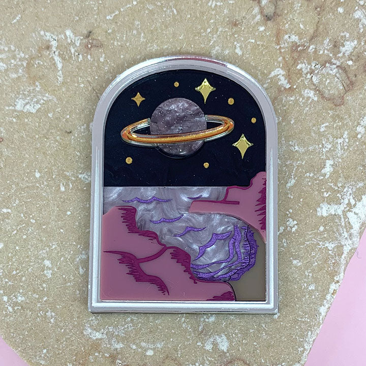 VIEW FROM ENCELADUS ACRYLIC BROOCH