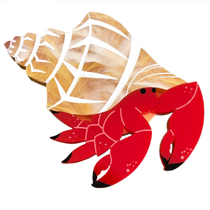 Acrylic Hermit Crab brooch, handmade in Australia by Louisa Camille